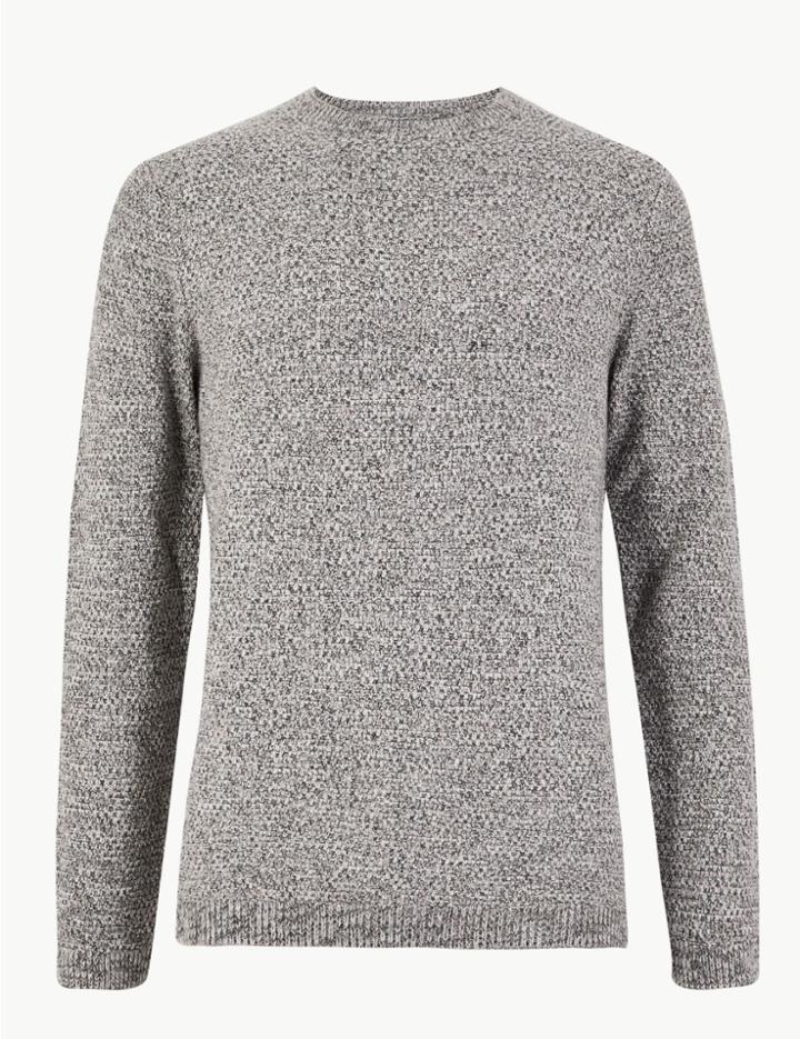 Marks & Spencer Cotton Textured Jumper Natural Mix
