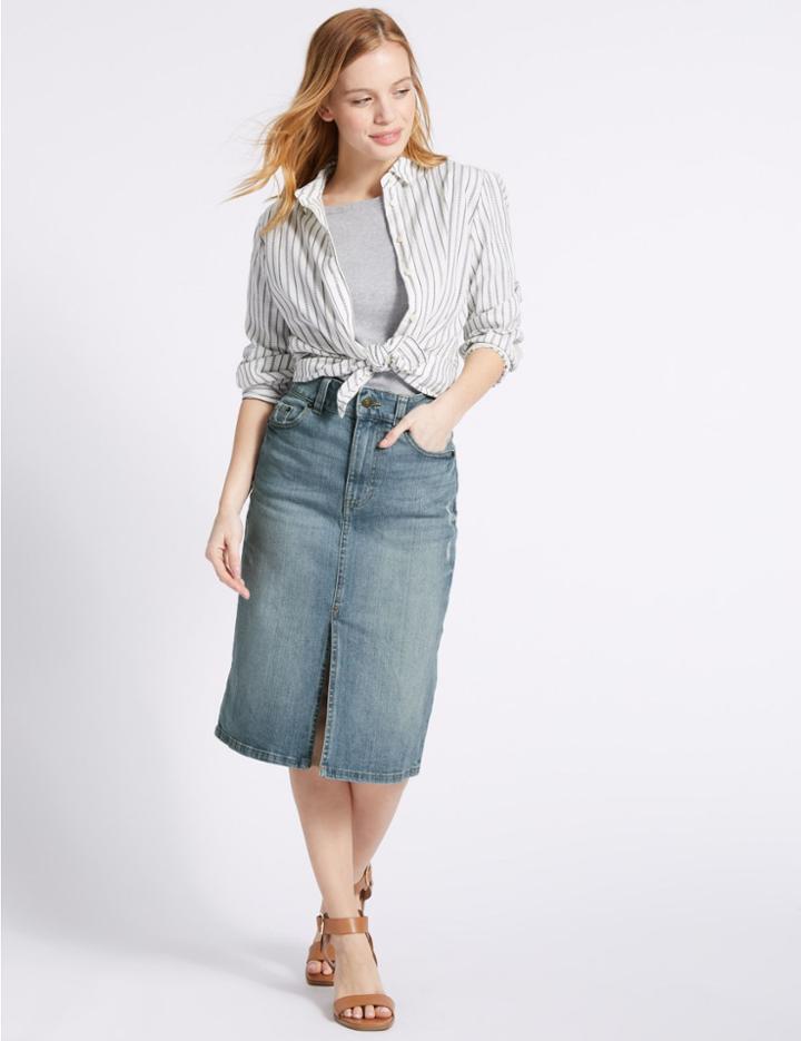 Marks & Spencer Petite Denim Mini Skirt Light Indigo