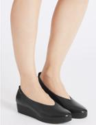 Marks & Spencer Leather Wedge Ballerina Black