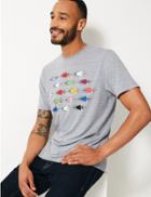 Marks & Spencer Cotton Blend Printed Crew Neck T-shirt Grey Mix