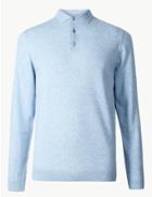 Marks & Spencer Cotton Rich Polo Shirt Light Blue