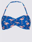 Marks & Spencer Flamingo Print Bandeau Bikini Top Navy Mix