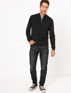 Marks & Spencer Cotton Half Zip Jumper Black