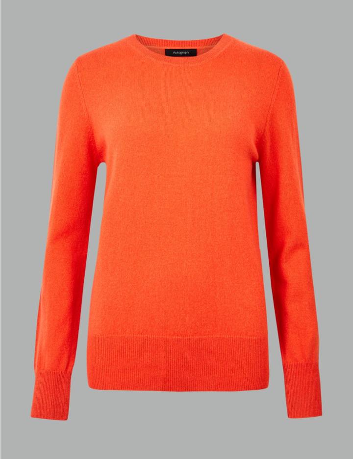 Marks & Spencer Pure Cashmere Round Neck Jumper Mango