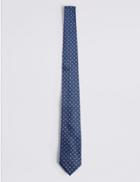 Marks & Spencer Pure Silk Spotted Tie Air Force Blue