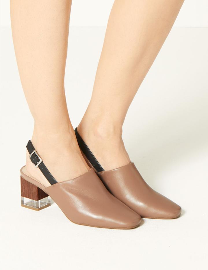 Marks & Spencer Leather Court Shoes Mink