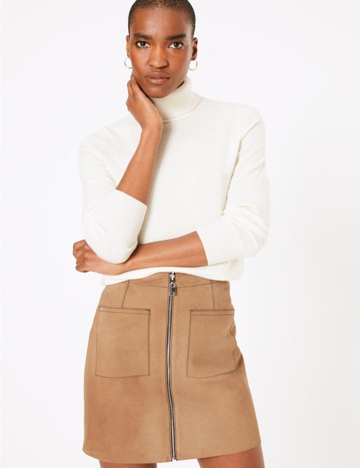 Marks & Spencer Suede Zip Detail Reversible Mini Skirt