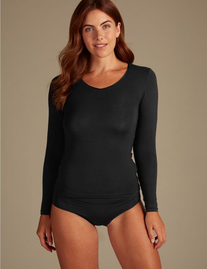 Marks & Spencer Long Sleeve Top With Cashmere Black
