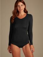 Marks & Spencer Long Sleeve Top With Cashmere Black