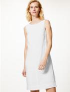 Marks & Spencer Linen Rich Round Neck Shift Dress Soft White