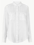 Marks & Spencer Pure Linen Utility Patch Pocket Shirt White