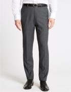 Marks & Spencer Charcoal Textured Slim Fit Wool Trousers Charcoal