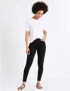 Marks & Spencer Cotton Rich Bi Stretch Skinny Leg Trousers Black