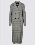 Marks & Spencer Cotton Blend Checked Duster Coat Grey Mix
