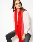 Marks & Spencer Double Sided Brushed Scarf Red Mix