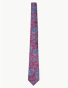 Marks & Spencer Pure Silk Rose Floral Tie Magenta Mix