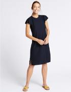 Marks & Spencer Jacquard Spot Skater Dress Navy