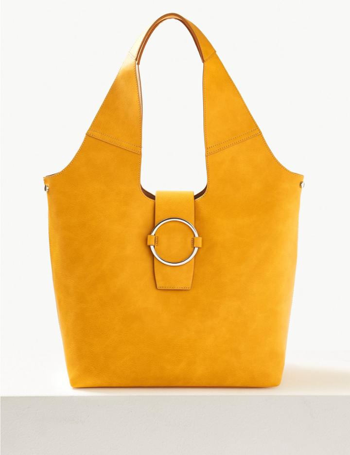 Marks & Spencer Faux Leather Ring Detail Hobo Bag Ochre