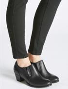 Marks & Spencer Wide Fit Leather Block Heel Shoe Boots Black