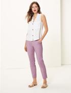 Marks & Spencer Cotton Slim 7/8th Trousers Pale Mauve