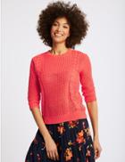 Marks & Spencer Pure Cotton Textured 3/4 Sleeve Jumper Flame