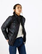 Marks & Spencer Checked Quilted Utility Jacket Navy Mix
