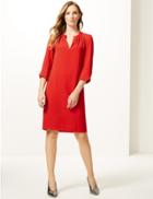 Marks & Spencer Satin 3/4 Sleeve Shift Dress Chilli