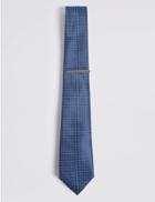 Marks & Spencer Geo Print Tie & Pin Set Blue Mix