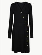 Marks & Spencer Jersey Long Sleeve Wrap Dress Black