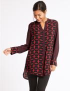 Marks & Spencer Geometric Print Notch Neck Tunic Red Mix