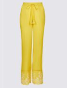 Marks & Spencer Embroidered Hem Wide Leg Flared Trousers Yellow Mix