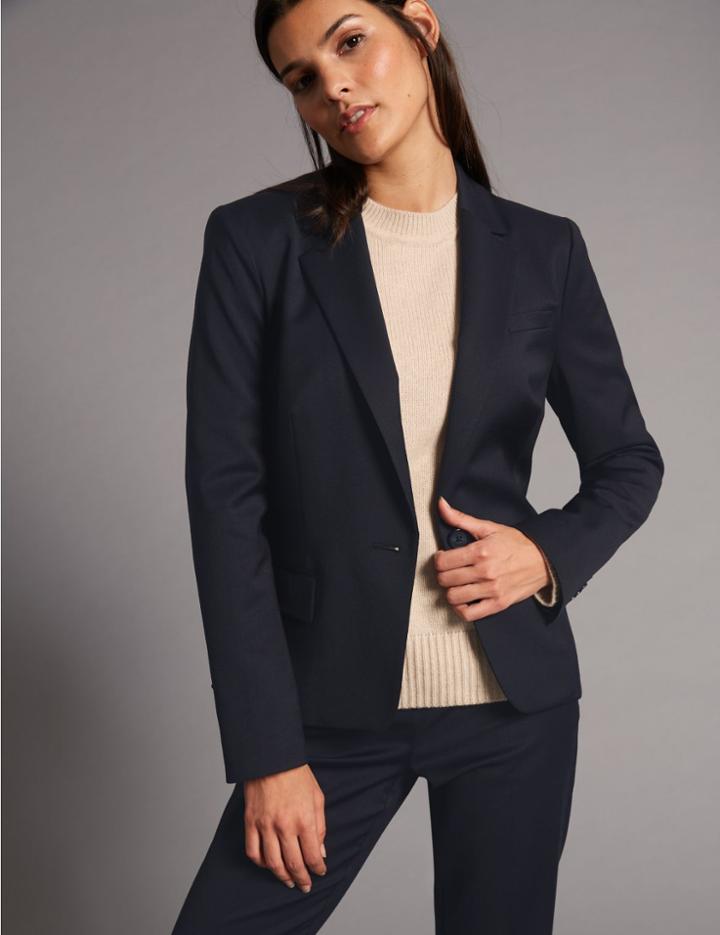 Marks & Spencer Wool Blend Single Breasted Blazer Navy