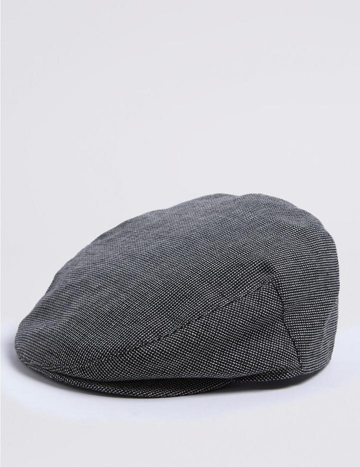 Marks & Spencer Cotton Blend Flat Cap Black Mix