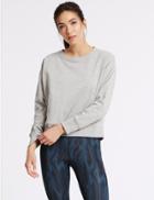 Marks & Spencer Cotton Rich Marl Long Sleeve Sweatshirt Grey Marl