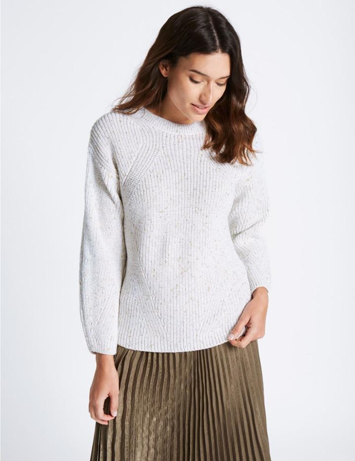 Marks & Spencer Sparkly Round Neck Jumper Navy