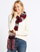 Marks & Spencer Fairisle Scarf Red Mix