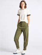 Marks & Spencer Cotton Rich Peg Trousers Khaki