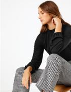 Marks & Spencer Gathered Neck Long Sleeve Top Black