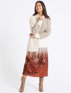 Marks & Spencer Metallic Dip Dye Pleated A-line Midi Skirt Silver Mix