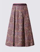 Marks & Spencer Cotton Rich Jacquard A-line Midi Skirt Multi
