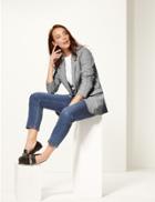 Marks & Spencer Checked Open Front Blazer Black Mix