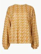 Marks & Spencer Textured Round Neck Long Sleeve Sweatshirt Honey