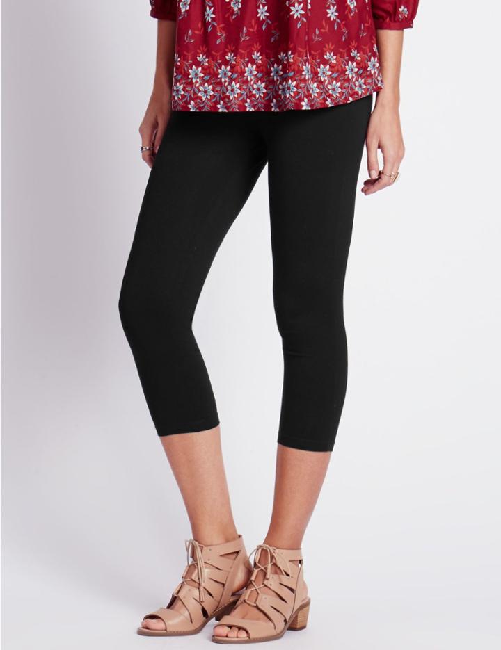 Marks & Spencer Cotton Rich Cropped Leggings Black