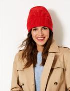 Marks & Spencer Cable Knit Beanie Hat Red