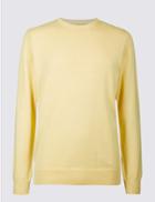 Marks & Spencer Pure Cotton Crew Neck Jumper Soft Yellow