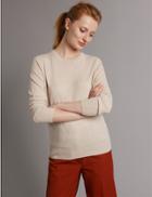 Marks & Spencer Pure Cashmere Ribbed Round Neck Jumper Oatmeal