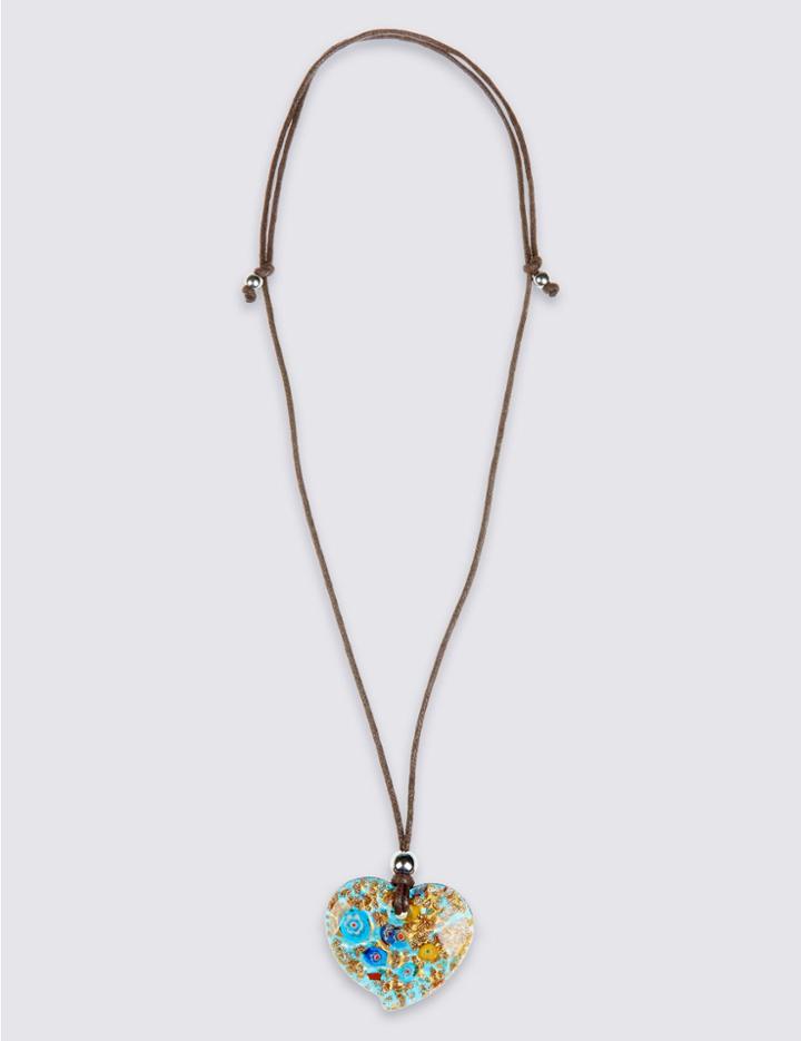 Marks & Spencer Heart Pendant Corded Necklace Multi/brights