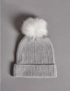 Marks & Spencer Pure Cashmere Bobble Winter Hat Grey