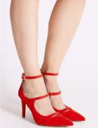Marks & Spencer Stiletto Heel Strap Court Shoes Red