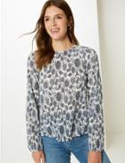 Marks & Spencer Floral Print Sheer Relaxed Fit Blouse Ivory Mix